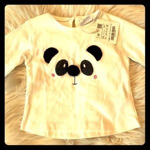 NWT Zara Baby Panda Shirt - 6-9M